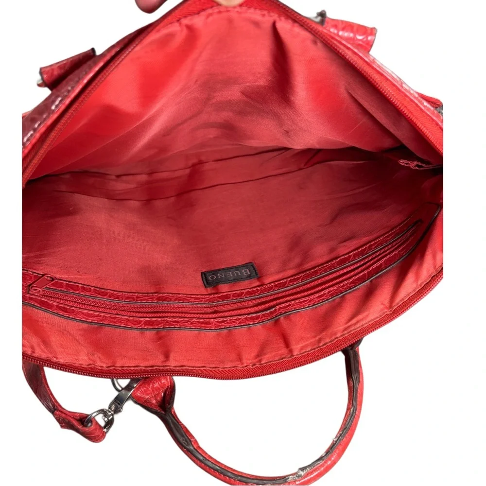 Bueno Red Womens Large Laptop Bag Crocodile Pattern